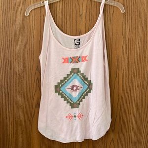 Light peach tank with Aztec print
